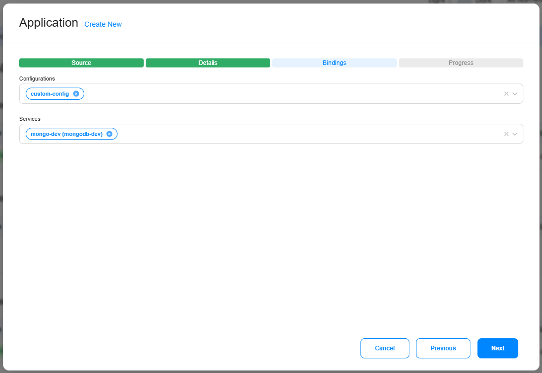 Create Application Modal Bindings