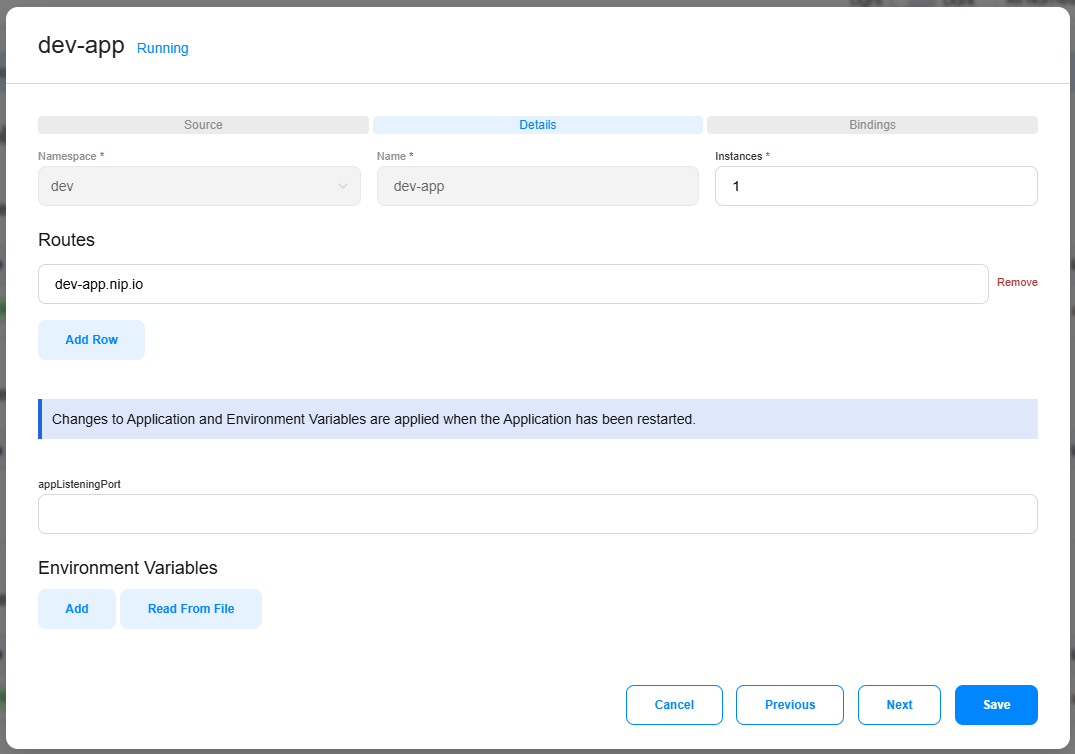 Edit Application Modal