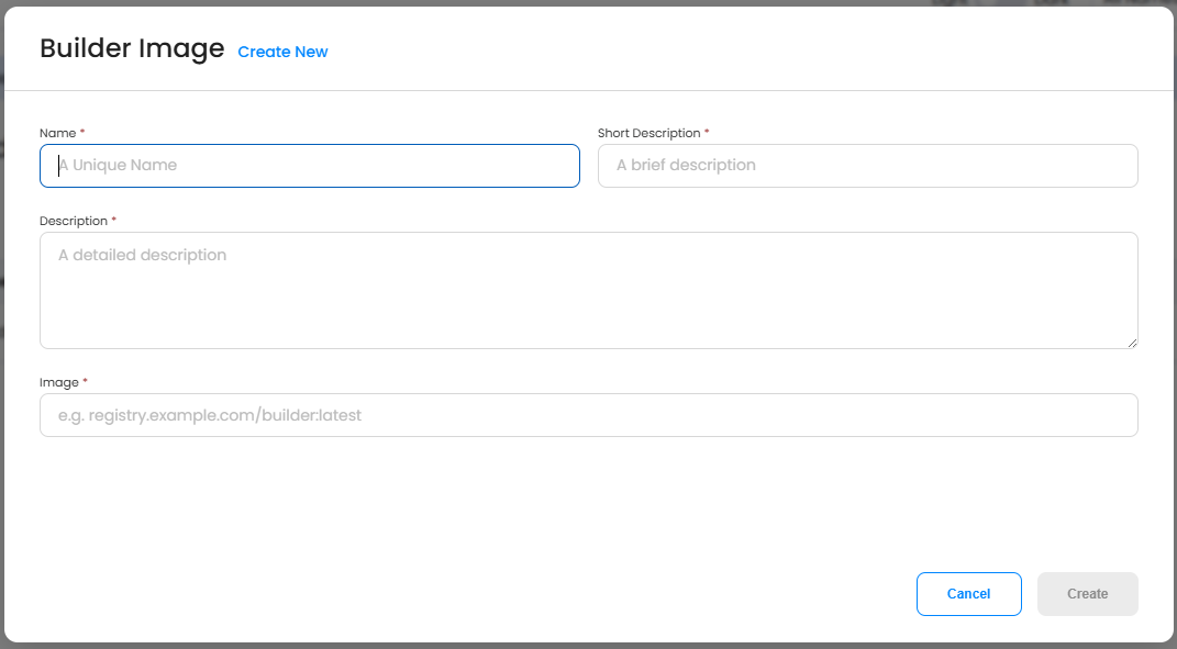 Create Builder Image Modal
