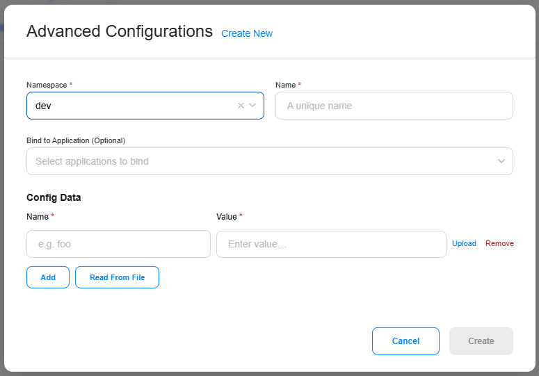 Create Configurations Modal