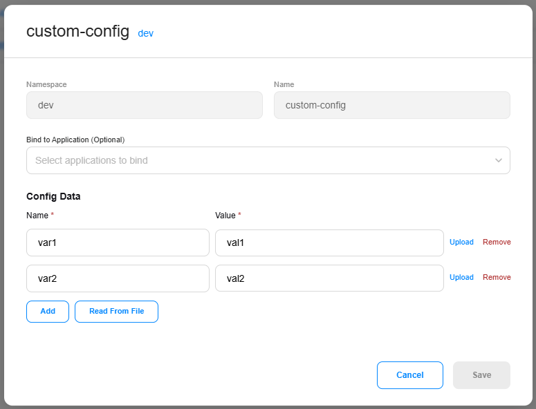 Edit Configuration Modal